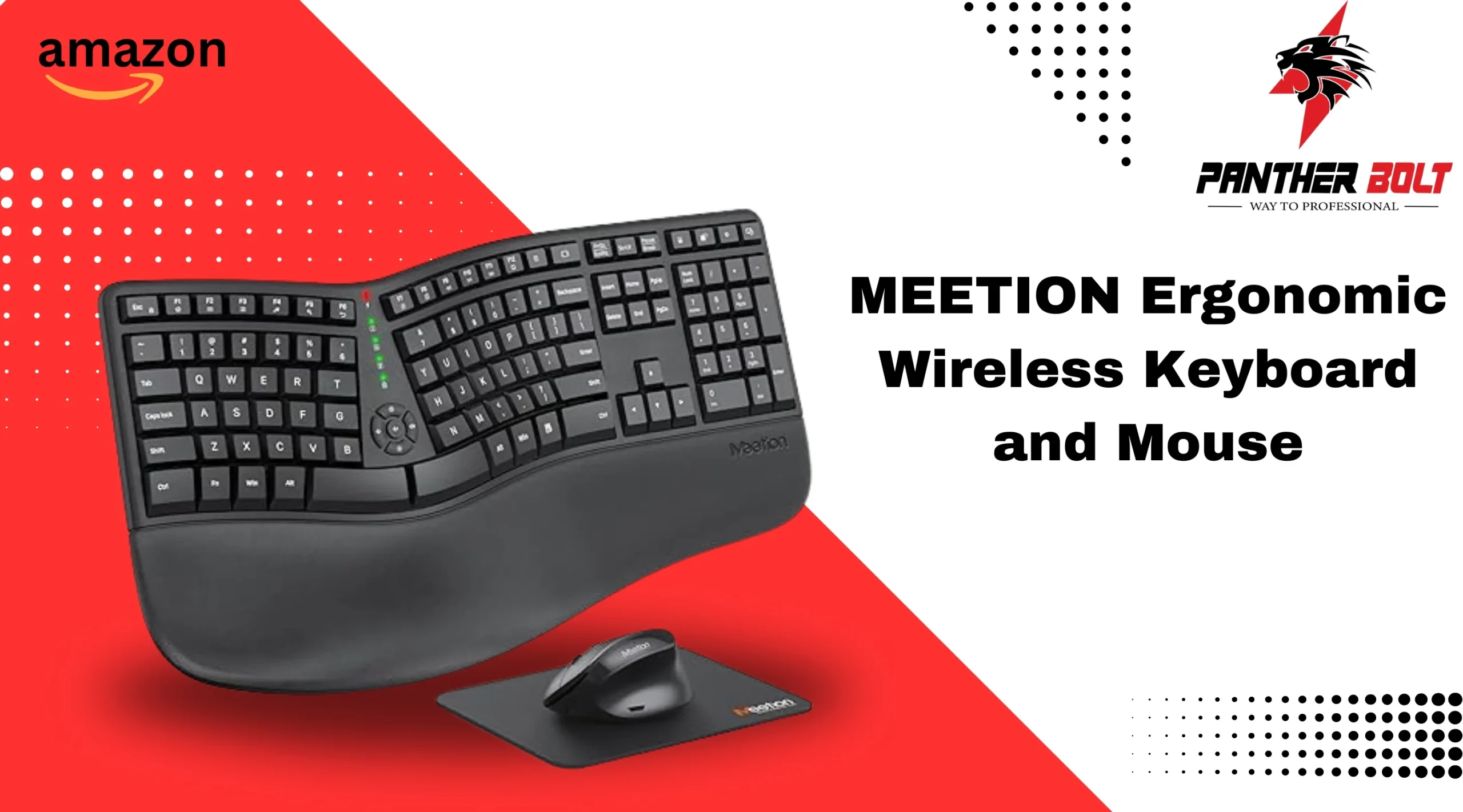 Wireless Keyboard and Mouse Combo, MEETION Ergonomic